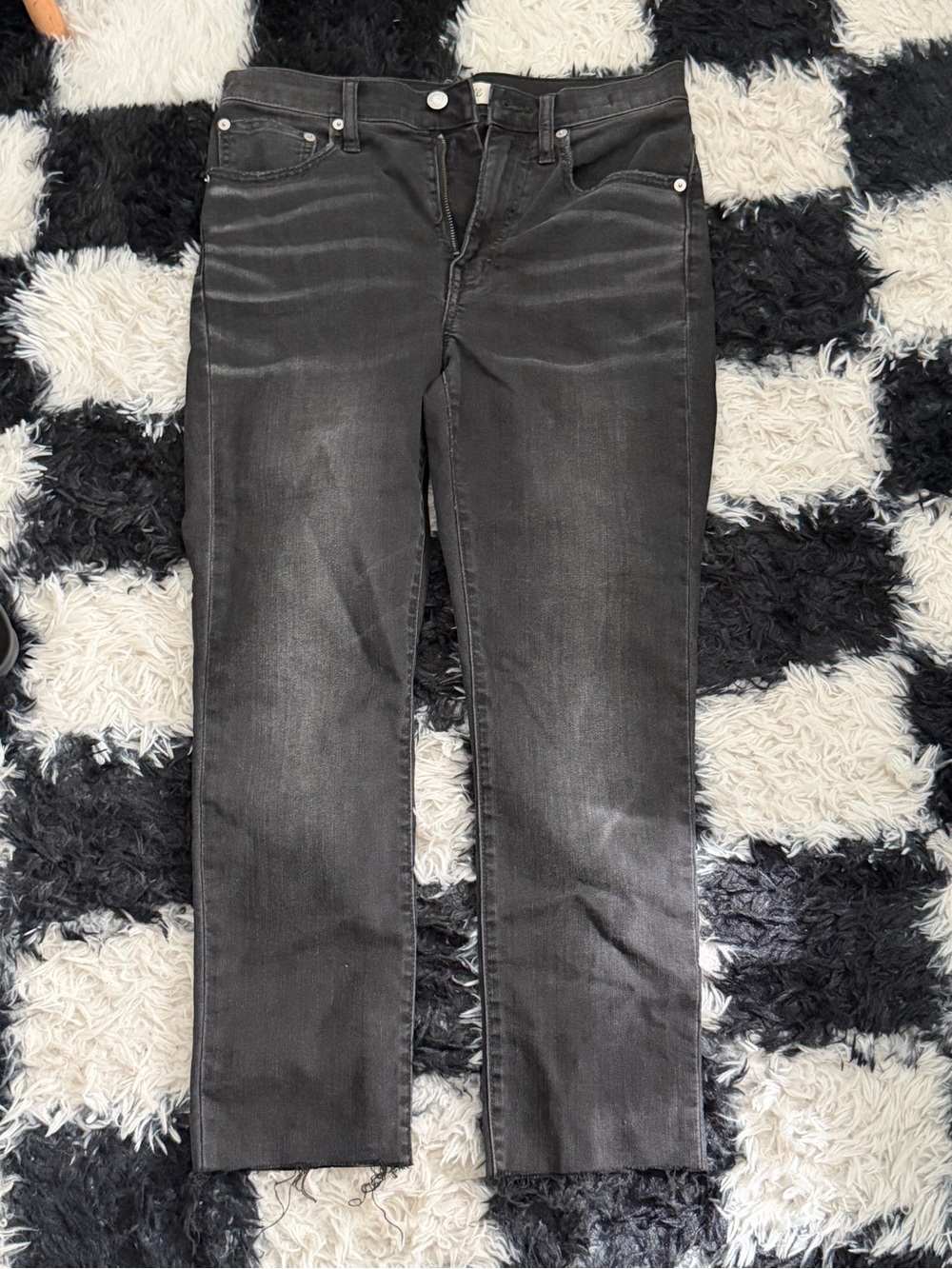 Madewell Black Washed High Rise Slim Boy Jeans 25p